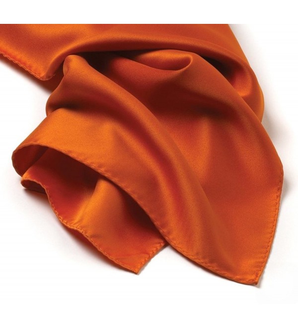 TC Women's Premium Solid & Paisley Color Luxury 100% Pure silk scarf - Orange - CI12072FBPV