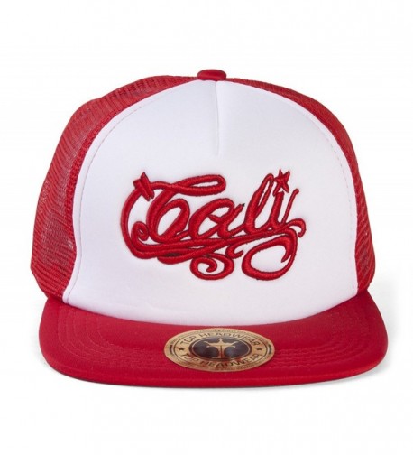 TopHeadwear Cali Script Trucker Hat (Various Colors) - White/Red - CM184TGT885