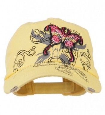 Baseball Cap with Jeweled Butterfly - Yellow - CM11P5HKF8R