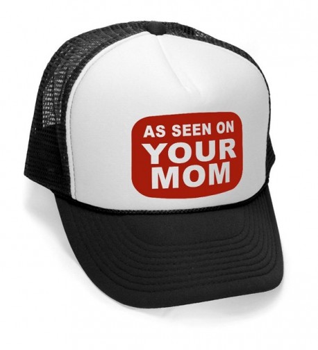 Megashirtz - As seen on your mom - Vintage Style Trucker Hat Retro Mesh Cap - Black - C011K7JN3WD