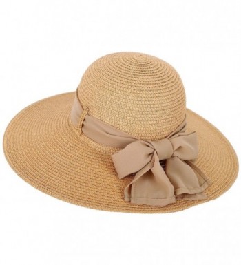 Toppers Womens Summer Sun Beach Hat Big Bowknot Wide Brim Straw Hat UPF 50+ - Nature - CI18C9KKOY5