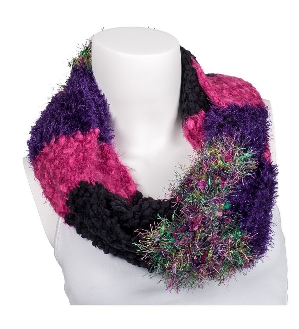 Snoozies Womens Thick and Soft Winter Knit Infinity Scarf - Jumble Knits - Fuschia/Purple - CD127DHLYHH