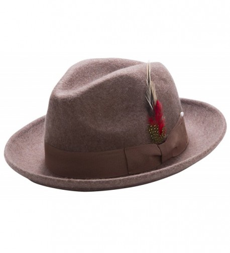 Montique Untouchable Fine Felt Pinch Fedora Gangster Hat - Cork - C612NA97V80