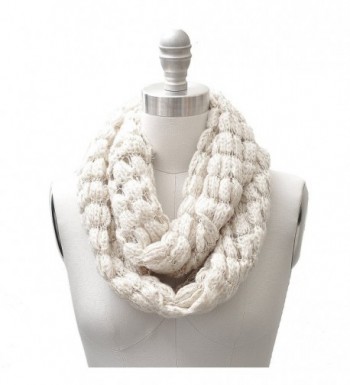 Sequin Accent Tied Knitted Infinity Scarf Cream Color - CW11HLYLMBB