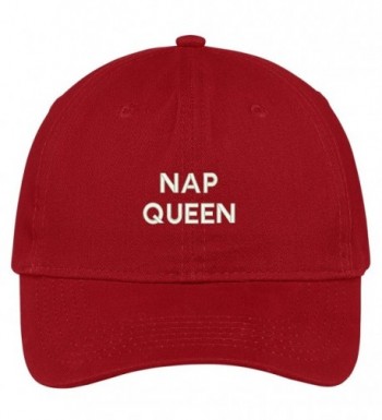 Trendy Apparel Shop Nap Queen Embroidered Brushed Cotton Adjustable Cap Dad Hat - Red - CS12MS0CQCB