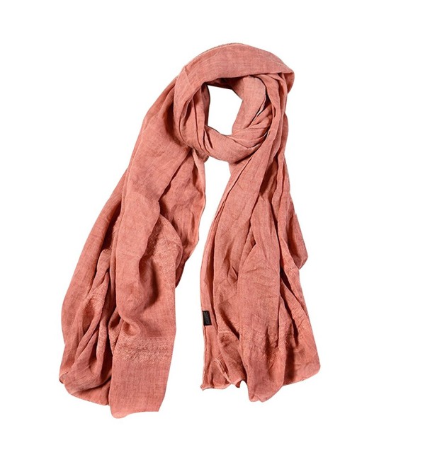 Monique Women Lace Cotton Linen Long Scarf Winter Outdoor Travel Scarves Wraps Shawls - Pink - CX186UEM8SU