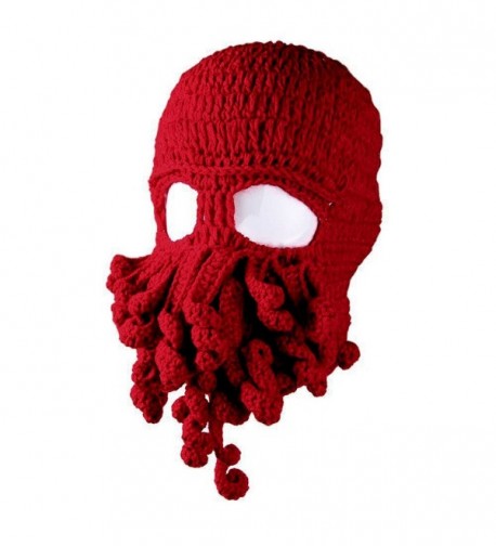 Amurleopard Unisex Barbarian Knit Beanie Octopus (One Size- Red) - C917X0M35GX