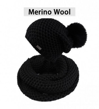 FURTALK Fashion Womens Detachable Stretch - Black Hat Scarf Set - C0184XC5HNT