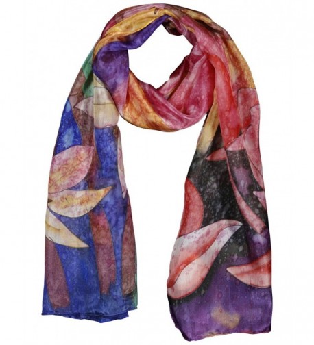 Invisible World Women's 100% Silk Hand Painted Rectangular Scarf DayLilies - CN11L7QIODN