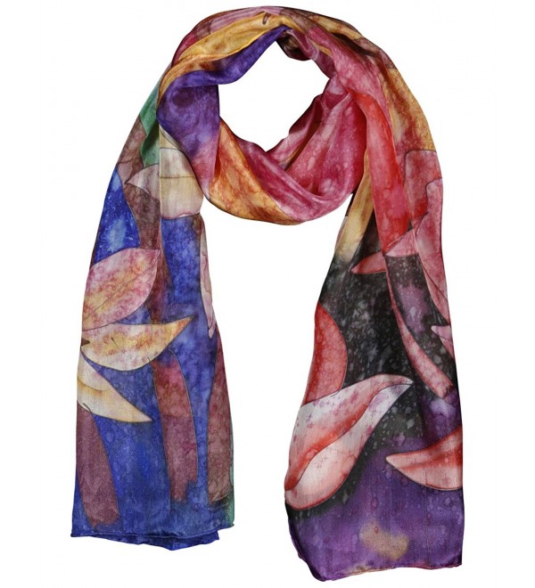 Invisible World Women's 100% Silk Hand Painted Rectangular Scarf DayLilies - CN11L7QIODN