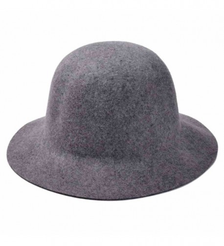 ZLYC Women 100% Wool Minimalist Fashion Winter Felt Bowler Hat Floppy Cloche Cap - Gray - C311O5JW9A7