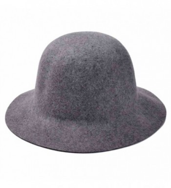 ZLYC Women 100% Wool Minimalist Fashion Winter Felt Bowler Hat Floppy Cloche Cap - Gray - C311O5JW9A7