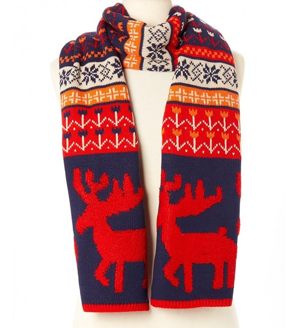 Novadab Woodland Reindeer Knit Scarves - Red - CR187ISGEZN