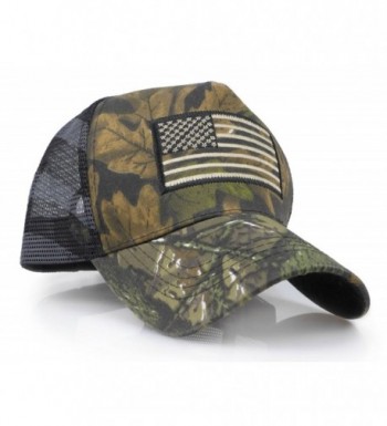 USA American Flag Embroidered Stars and Stripes Tactical Mesh Trucker Baseball Snapback Cap Hat - Realtree - CB187Y7L2DX