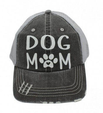 Dog Mom Paw Print Heart Women Trucker Cap Hat White Glitter - CF185UKIWID