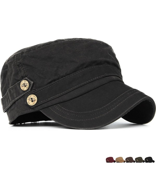 Rayna Fashion Unisex Adult Cadet Caps Military Hats Low Profile Elastic - Black - CI185UIO37I