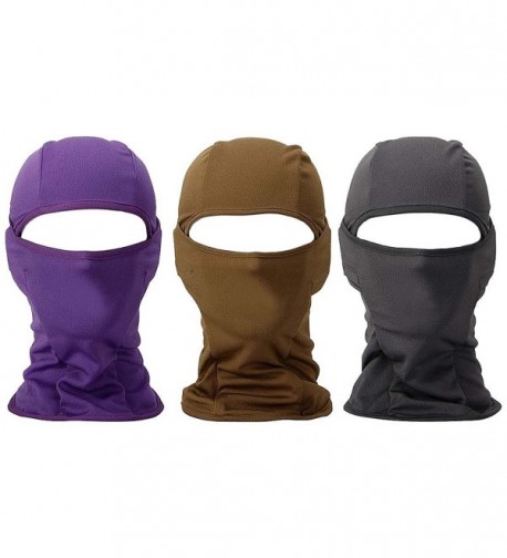 Bundle Monster 3pc Lightweight Breathable Wind UV Protecting Face Mask Balaclava - Purple Brown + Gray - CC11UB5DV07