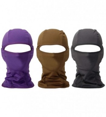 Bundle Monster 3pc Lightweight Breathable Wind UV Protecting Face Mask Balaclava - Purple Brown + Gray - CC11UB5DV07
