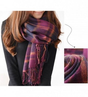 Fashion Women Long Cashmere Wool Scarf Large Shawl Lady Plaid Scarf - Purple - CK127VAS4Z5