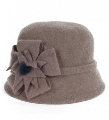 Fanny Vintage Women's Knitted Wool Felt Cloche Winter Hat - Khaki - CO127PX8F49