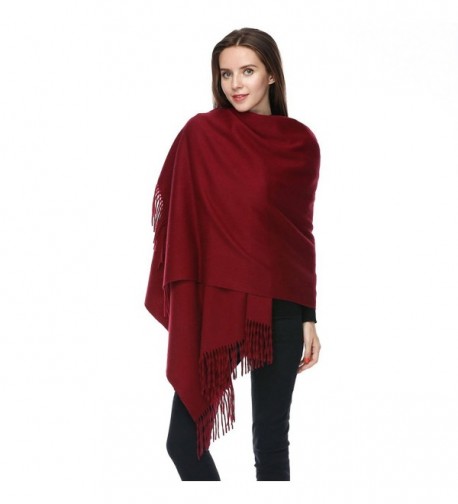 JULY SHEEP-100% Lambswool Blanket Scarf Shaws Wraps Extra large Super warm scaves - Burgundy - CI1833STSXS