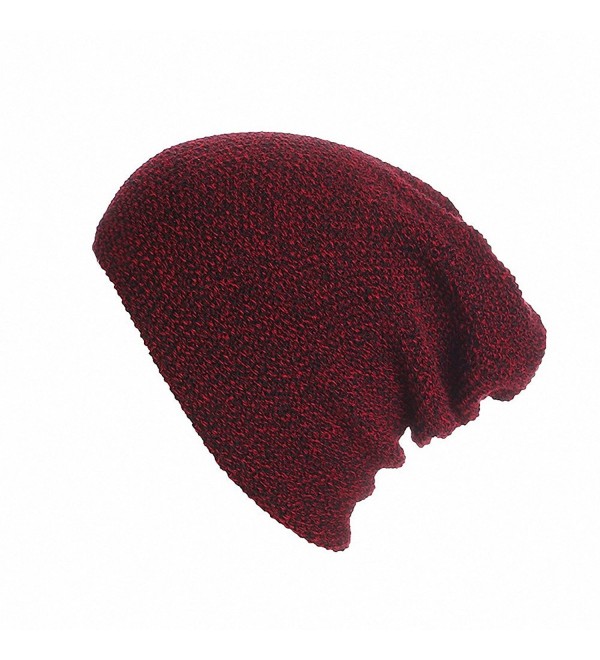 Maoko Unisex Slouchy Winter Hats Knitted Skull Caps Soft Warm Beanie - 107-winered - CE12MKATC0H