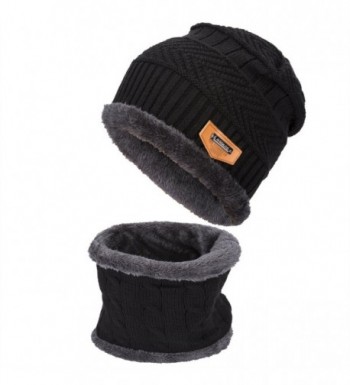 Gladys Moses Winter Beanie Warm Knit Hat Snow Ski Skull Cap Hat Scarf Set - Black - C91897SH6GE