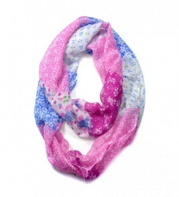 Dasein Floral Patchwork Pattern Infinity Scarf - Pink - CQ11UJ8OOMF