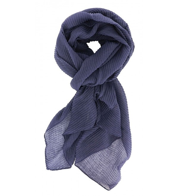 7 Seas Republic Women's Solid Pleated Fashion Scarf - Navy - C0188I73D0K