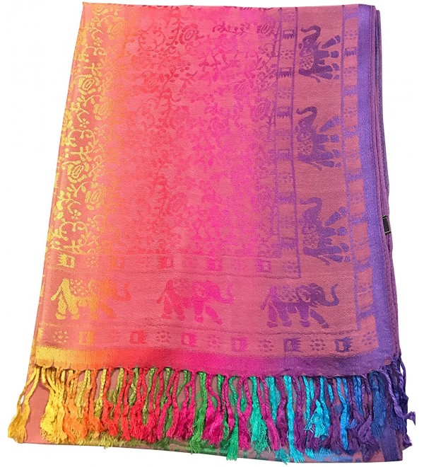 CJ Apparel Elephant Design Shawl Pashmina Scarf Wrap Stole Throw Seconds NEW - Light Pink - C812N7F8O0F