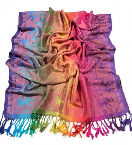 Elephant Design Shawl Pashmina Scarf Wrap Stole Throw Seconds NEW Light ...