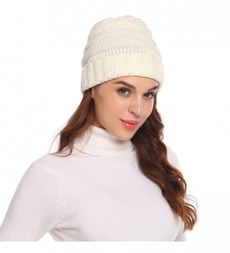 Chigant Stretchy Beanie Women White in Women's Skullies & Beanies