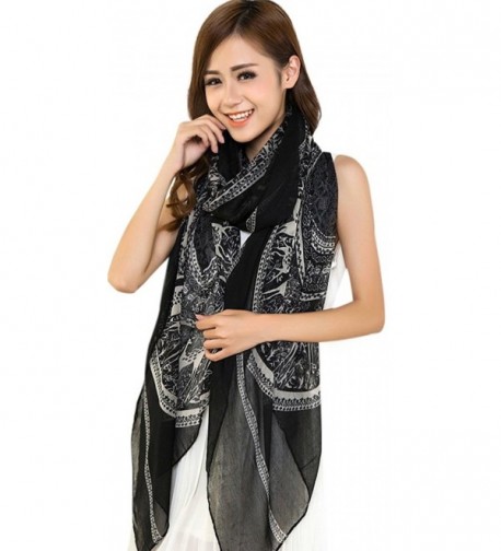 Large Size Fashion Govi Design Voile Shawl Pashmina Scarf Wrap Stole CJ Apparel NEW - Black - CU11QFD62D7