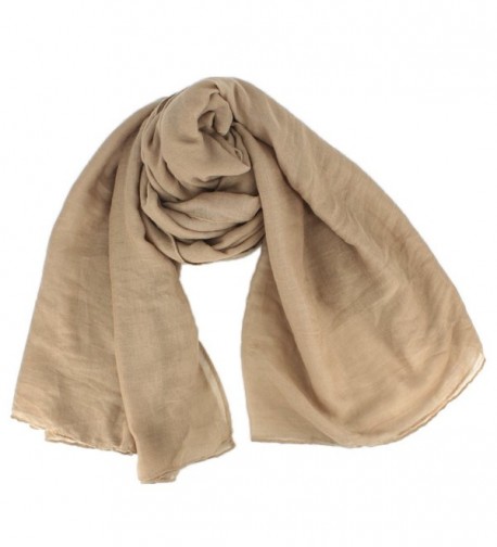Women Soft Cotton Hemp Scarf Shawl Long Scarves Travel Sunscreen Pashmina - Khaki - CJ185YAKDK3