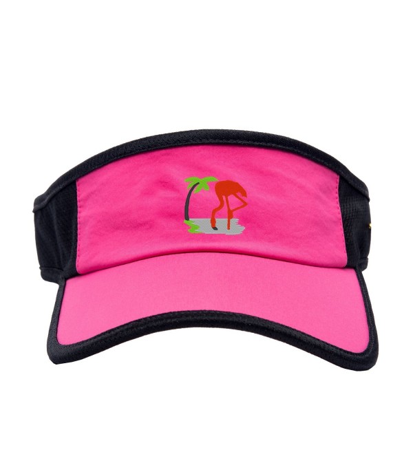 Women Flamingos Embroidered Hat Summer Beach Hat - Pink - CM182EUKEQG