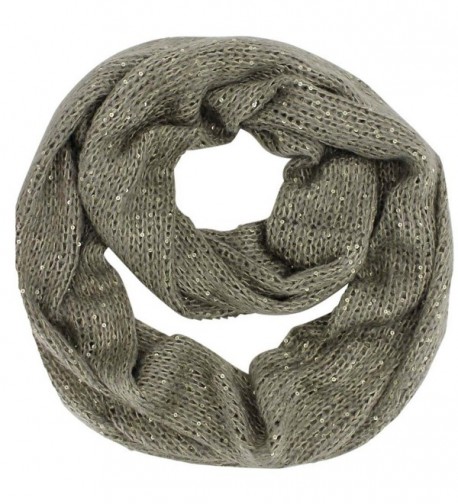 Taupe Sequin Specked Knit Infinity Scarf - CQ110C3W8OX