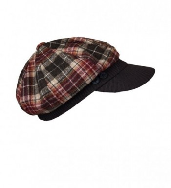 Brown Plaid Winter Cap with Ribbed Visor - CU12C7H87PF