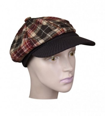 Brown Plaid Winter Ribbed Visor