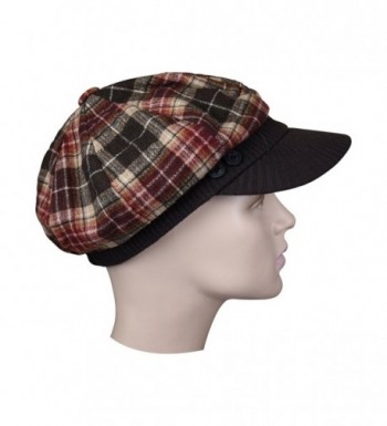 Brown Plaid Winter Ribbed Visor in Women's Newsboy Caps