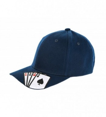 Magic Casino Four Aces Poker Gambling Playing Card Adjustable Cotton Baseball Cap - Navy Blue - CP12N4YQTZN