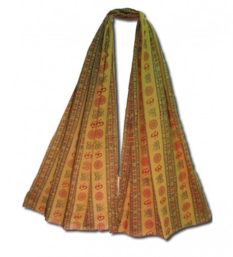 Men's & Women's Indian Om (Aum) Sanskrit Mantra Block Print Cotton Scarf Stole - Mustard - CV11HIV1FF5