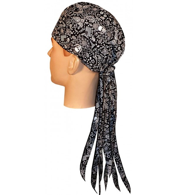 Nomad Skull Cap Biker Style Headwraps Doo Rags - Wild Bandana & Flags on Black - C912ELCKZAN