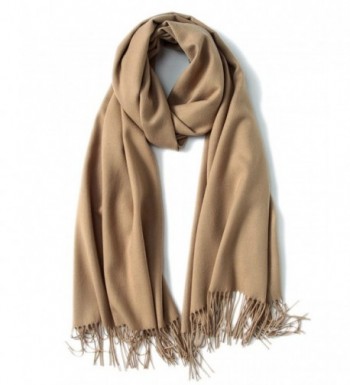 Womens Large Soft Cashmere Feel Pashmina Shawls Wraps Winter Light Scarf - Camel - CW1883U2OWL