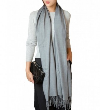 Kate Kasin Women's Large Pashmina Shawls and Wraps with Tassel 78" X 27" - Light Gray - CW188CS9DZ7