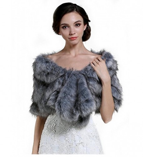 Aukmla Wedding Fur Wraps Shawls for Women (Grey) - CS185QOXE3Y