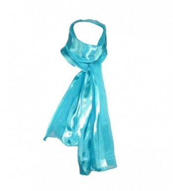 CTM Women's Solid Color Long Satin Scarf (Pack of 3) - Turquoise - C311Z4QRR49