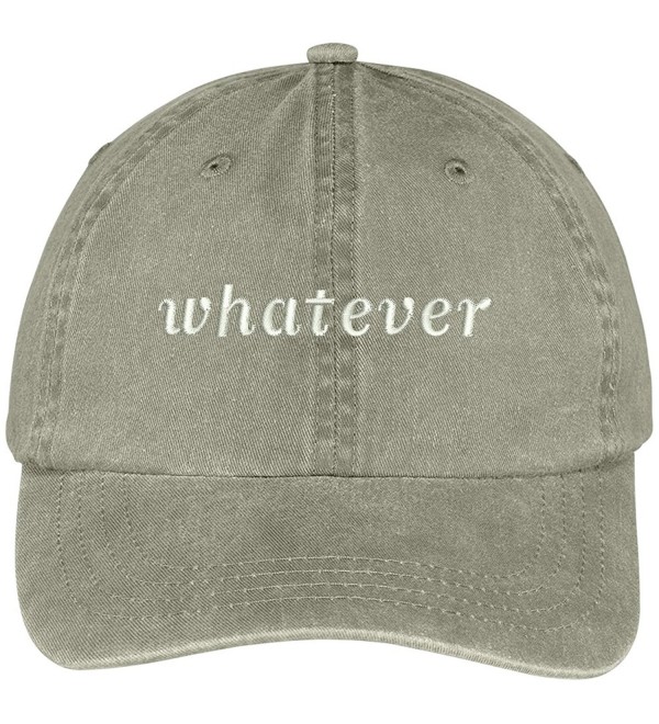 Trendy Apparel Shop Whatever Embroidered Soft Front Washed Cotton Cap - Khaki - CV12N7CXTID