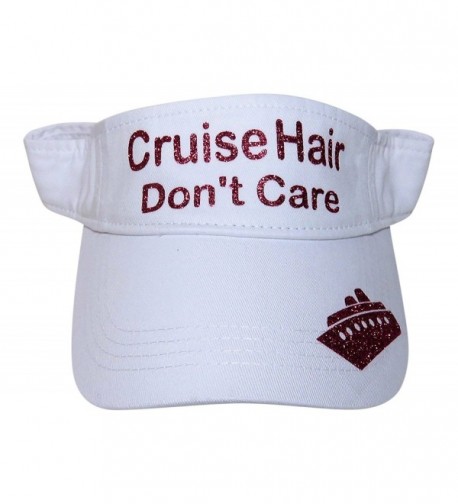 Glitter Cruise Hair Don't Care Visor Fashion Boat Vacation - Fuchsia Glitter on White Visor - CN17Z3KOUQT