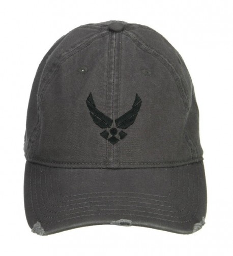 Black US Air Force Embroidered Frayed Cap - Charcoal Grey - CW127A77NVF