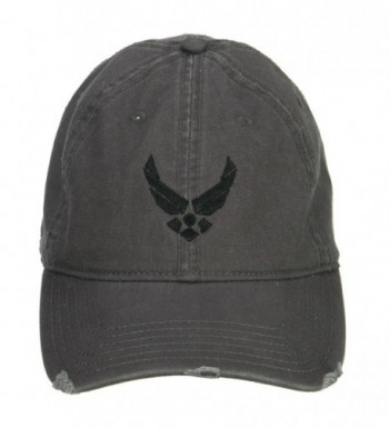 Black US Air Force Embroidered Frayed Cap - Charcoal Grey - CW127A77NVF